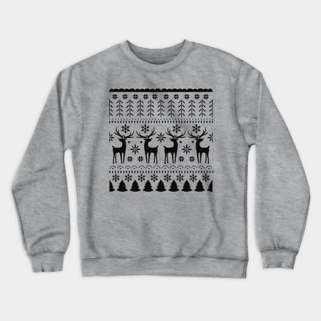 Northern Europe Folk Art Christmas Reindeer Sweater Pattern Crewneck Sweatshirt by SkullFern